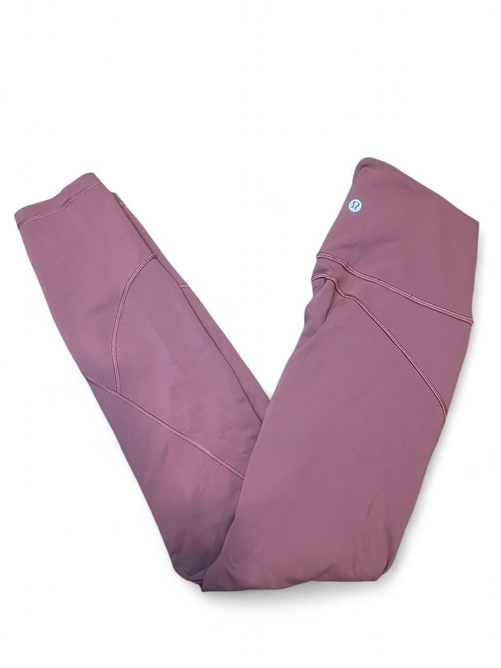 Lemon Mauve Athletic Leggings with Contrast Stitching